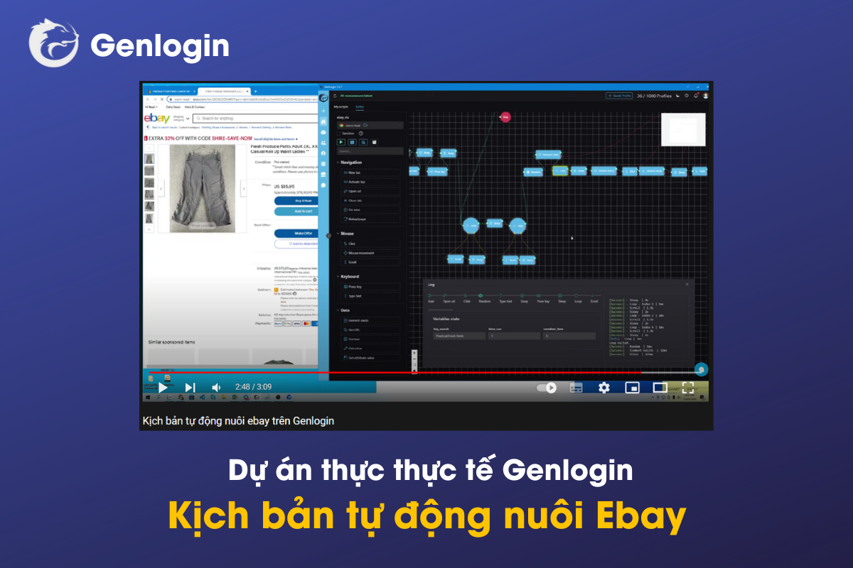 Kịch bản tự động nuôi Ebay - Dự án thực tế Genlogin